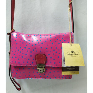 Patricia Nash Pink Leather Polka Dot Pinnacle Pushlock Crossbody Bag - NWT $149